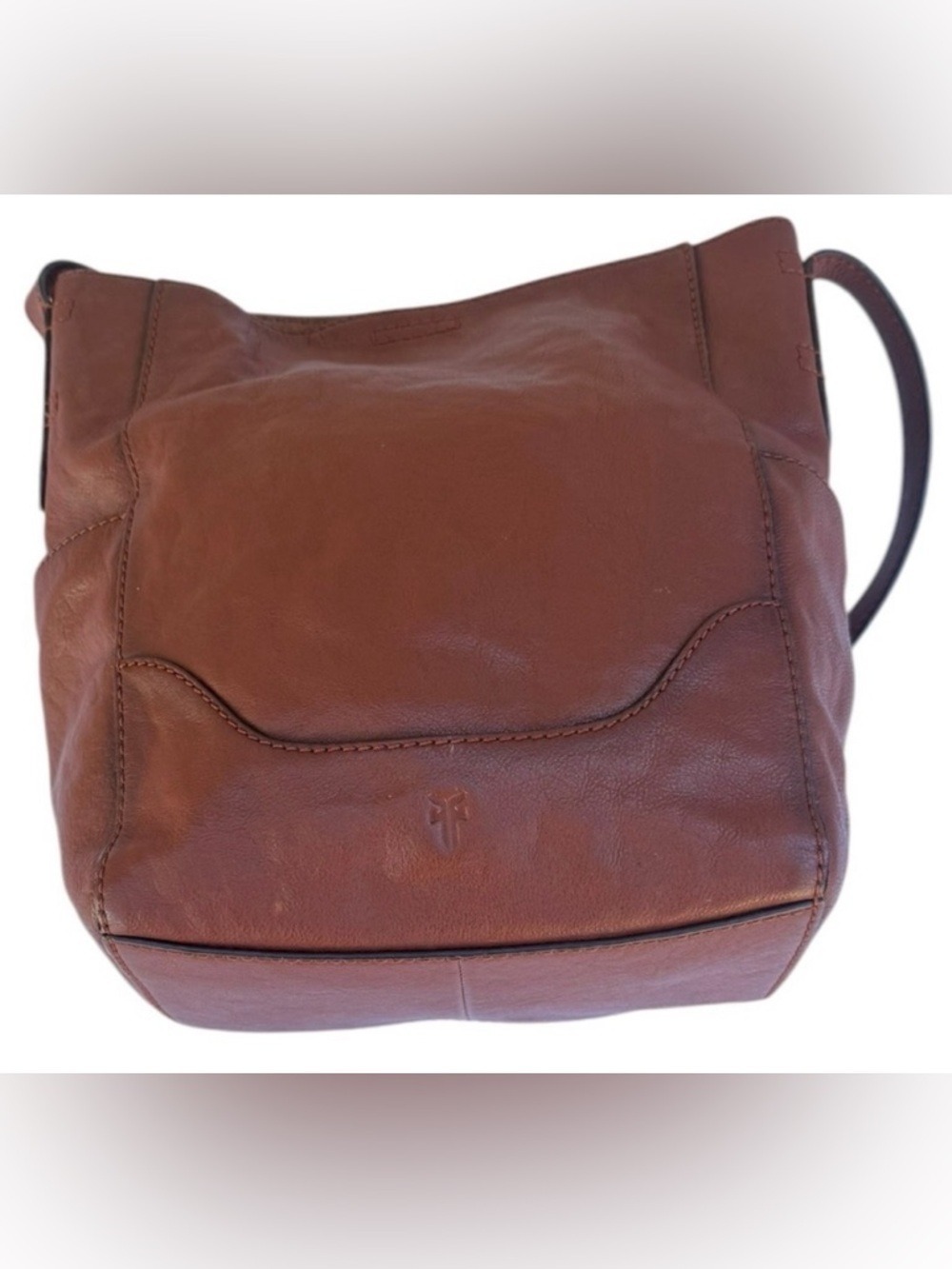 Frye Cognac Leather Hobo Shoulder Bag Slouchy Boho